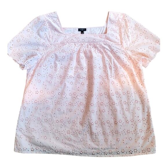 Talbots Peach Eyelet Blouse Sz XL Petite - Picture 1 of 11